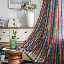 Load image into Gallery viewer, Bohemian Ethnic Style Cotton and Linen Printing Soundproof Shading Partition Curtain Bay Window Cloth