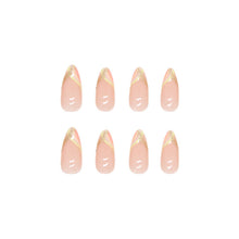 Load image into Gallery viewer, Almond Manicure after 00 Manicure Wear Nail Whole Warm Color Gold Pink Stripe Pure Desire Nail Patch