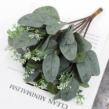 Load image into Gallery viewer, 12PCs Simulation Plant Raw Silk Eucalyptus Leaves DIY Christmas Decoration Home Flower Artificial Flowers