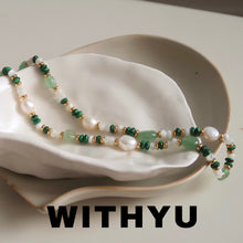 Load image into Gallery viewer, Shaped Stringed Pearls Colorful Natural Stone Bohemian Titanium Steel Necklace