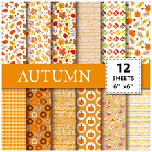 Load image into Gallery viewer, 12 Sheets/Pack Small Floral Cute Style 6-Inch Hand Account Cut Sticker Album Material This Pumpkin Thanksgiving Background Paper