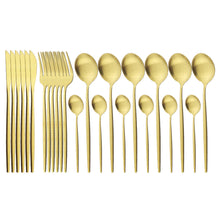 Load image into Gallery viewer, Matte Portugal Stainless Steel Knife, Fork and Spoon Western Food/Steak Knife and Fork Dessert Spoon Fork Tableware