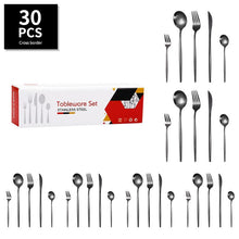 Load image into Gallery viewer, Stainless Steel Tableware Portuguese Knife and Fork 30-Piece Set Western Food Golden Steak Knife, Fork and Spoon Light Luxury Gift Set