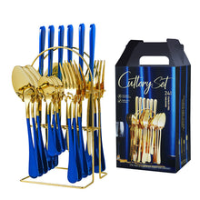 Load image into Gallery viewer, Product Stainless Steel Tableware 24-Piece Set 1010 Four Main Pieces Knife, Fork and Spoon