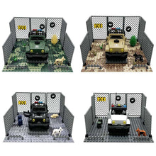 Load image into Gallery viewer, MOC Small Particle Building Blocks Garage Car Parking Place Meshes of Fence Military Wheels