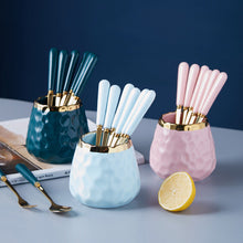 Load image into Gallery viewer, Household Stainless Steel High-End Affordable Luxury Fruit Spork Set Cake Fork Dessert Fork Storage Tank Tableware Fork Spoon