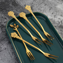 Load image into Gallery viewer, Q Stainless Steel Creative Fruit Fork Two-Tooth Fork Dessert Fork Household Fruit Toothpick Cake Fork