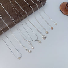Load image into Gallery viewer, 925 Sterling Silver Natural Freshwater Pearl Necklace Ornament Women's Pendant Chain Clavicle Chain
