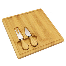 Load image into Gallery viewer, Stainless Steel Cheese Knife Three-Piece Bamboo Board Set Cheese Knife Butter Knife Baking Tool Cream Cheese Cutter