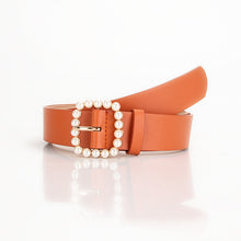 Load image into Gallery viewer, Women's Belt Square Button Point Pearl Sweet Elegant Dress Decorative Band