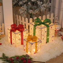 Load image into Gallery viewer, 3pcs/Set Christmas Gift Box Decoration Shiny Decoration Props Ornaments