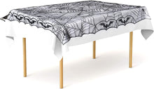Load image into Gallery viewer, Halloween Tablecloth Spider Web Fireplace Towel Disposable Black Spider Web Lampshade Decorative Table Runner Ghost Festival Set