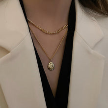 Load image into Gallery viewer, Titanium Steel Double-Layer Necklace Women's All-Matching Graceful Sweater Chain Design Sense Advanced Clavicle Chain