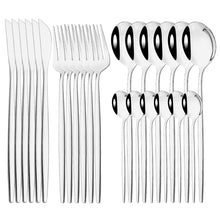 Load image into Gallery viewer, Stainless Steel Tableware 24-Piece Set Bright Portuguese Western Food Gold Knife, Fork and Spoon I