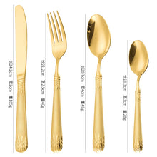 Load image into Gallery viewer, Gold Wheat Knife, Fork and Spoon Four-Piece European-Style Relief Western Food Knife and Fork Western Tableware Gift Set