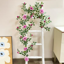 Load image into Gallery viewer, Artificial Rose Vine Indoor Home Decoration Fake Flower Rattan Wall Hanging Green Plant