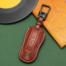 Load image into Gallery viewer, For Porsche Cayenne Taycan Key Cover Panamera Macan718/911 Car Key Protective Shell Genuine Leather Bag