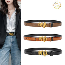 Load image into Gallery viewer, Smooth Buckle Leather Belt Women's Fashion All-Match Casual Jeans Belt Women's