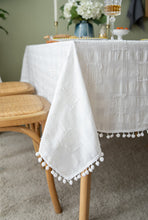 Load image into Gallery viewer, Tablecloth French Romantic Cotton Linen Cut White Fur Ball Rectangular Table Cloth