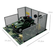 Load image into Gallery viewer, MOC Small Particle Building Blocks Garage Car Parking Place Meshes of Fence Military Wheels
