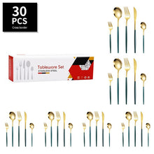 Load image into Gallery viewer, Stainless Steel Tableware Portuguese Knife and Fork 30-Piece Set Western Food Golden Steak Knife, Fork and Spoon Light Luxury Gift Set