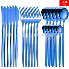 Load image into Gallery viewer, Stainless Steel Knife and Forks 24-Piece Portuguese Tableware Set Golden Set Creative Western Food Steak Knife