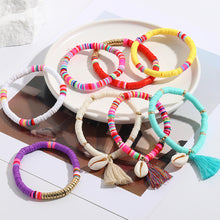 Load image into Gallery viewer, Bracelet Set Bracelet Multicolored Tassel Polymer Clay Shell Bohemian Bracelet