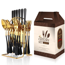 Load image into Gallery viewer, Stainless Steel Tableware 24-Piece Set 1010 Western Food 4 Main Pieces Tableware Stand Gift Set Products
