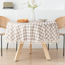 Load image into Gallery viewer, Round Linen Tablecloth TPU Waterproof and Oil-Proof Fabric Hotel Household round Table Dining Table Cloth Tablecloth