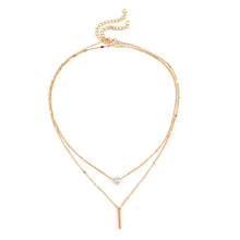 Load image into Gallery viewer, Rhinestone Water Drop Women's Necklace Strip Double-Layer Pendant Simple Necklace