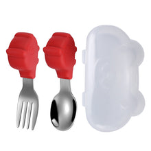 Load image into Gallery viewer, Baby Fork and Spoon Integrated Silica Gel Sucker Toddler Feeding Dinner Plate Children Tableware