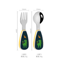Load image into Gallery viewer, Stainless Steel Children's Small Spoon Cartoon Pattern Baby Feeding Spoon Fork Portable