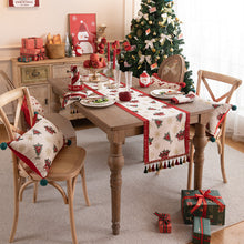 Load image into Gallery viewer, Christmas Jacquard Elk Table Runner Tassel Table Runner Holiday Decoration Supplies