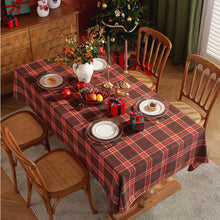 Load image into Gallery viewer, Christmas Holiday Tablecloth Red Plaid Rectangular Tablecloth