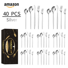 Load image into Gallery viewer, Stainless Steel Tableware Knife, Fork and Spoon 40-Piece Set Portuguese Tableware Steak Knife, Fork and Spoon 5-Piece Set