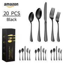 Load image into Gallery viewer, Stainless Steel Knife, Fork and Spoon Set Stainless Steel Tableware Steak Knife, Fork and Spoon 5-Piece Set 20-Piece Set