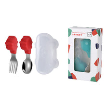 Load image into Gallery viewer, Baby Fork and Spoon Integrated Silica Gel Sucker Toddler Feeding Dinner Plate Children Tableware
