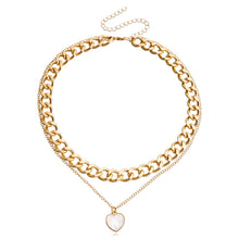 Load image into Gallery viewer, Double Layers Loving Heart Fritillary Pendant Necklace Women's Punk Style Hip Hop Female Choker Jewelry Set