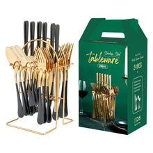 Load image into Gallery viewer, Stainless Steel Tableware Set Western Tableware Knife, Fork and Spoon 24-Piece Set