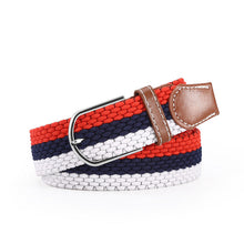 Load image into Gallery viewer, Hole Pin Buckle Belt Women's Canvas Elastic Waistband Casual Stretch Woven Leather Belt