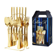 Load image into Gallery viewer, Product Stainless Steel Tableware 24-Piece Set 1010 Four Main Pieces Knife, Fork and Spoon