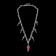 Load image into Gallery viewer, Yk2 Hot Girl Style Dark Coffin Cross Sword Thorn Necklace Harajuku Style Hip Hop Necklace