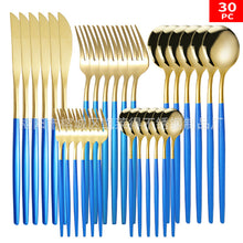 Load image into Gallery viewer, Stainless Steel Knife and Forks 30-Piece Set Portuguese Tableware Golden Set Western Food Steak Knife Fork and Spoon
