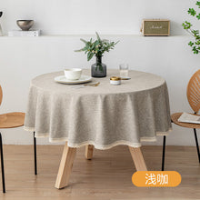 Load image into Gallery viewer, Round Linen Tablecloth TPU Waterproof and Oil-Proof Fabric Hotel Household round Table Dining Table Cloth Tablecloth