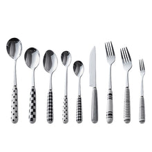 Load image into Gallery viewer, Chaobai Ceramic Hepburn Style Tableware Knife, Fork and Spoon Niche Polka Dot Stainless Steel Tableware Creative High-Looking Fruit Knife and Fork