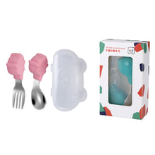 Load image into Gallery viewer, Baby Fork and Spoon Integrated Silica Gel Sucker Toddler Feeding Dinner Plate Children Tableware