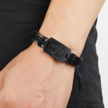 Load image into Gallery viewer, European and American Punk Men's Leather Bracelet Black Wolf Head Bracelet Multi-Layer Braided Bracelet Leather Rope for Boyfriend