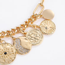 Load image into Gallery viewer, Women's Mystic Coin Diamond-Embedded Embossed Pendant Bib Necklace