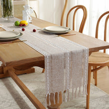 Load image into Gallery viewer, Hand-Woven Table Runner Hollow Tassel Table Flag American Style Country Style Meal Solid Color Tablecloth Table Towel