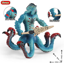 Load image into Gallery viewer, 2pcs/Set Animal Model Octopus Monster Water Crab Monster Simulation Solid Western Warcraft with Weapons Battle Octopus Monster Ocean Myth Model Knight